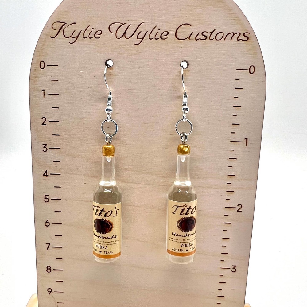 Tito’s Vodka Earrings - Alcohol Bottle Earrings - New Years Party Earrings - Picture 9 of 10